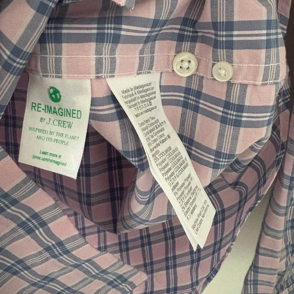J. Crew NWT Cool-Max Button-Up Shirt – Size Small Soft Stretch Performance Plaid